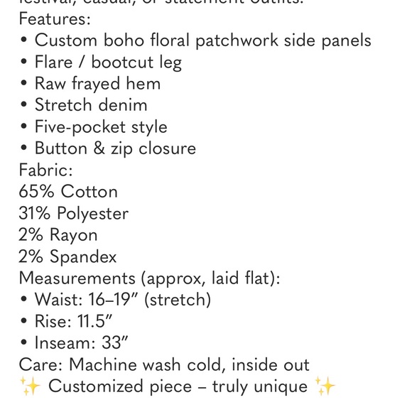 Floral Panel Blue Flare Jeans - Picture 11 of 11